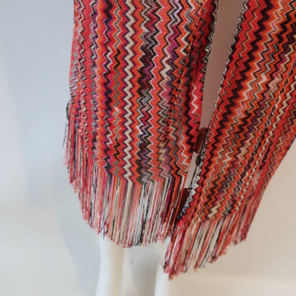 NWT Womens Missoni Multicolor Viscose Chevron Fringed Wrap Scarf Shawl OS - Picture 5 of 15